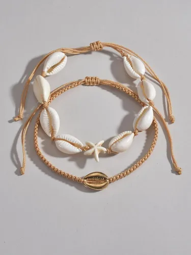 Vista 2 de Verdusa Juego de 2 pulseras de tobillo para mujer, cadena de tobillo ajustable, joyería para pies