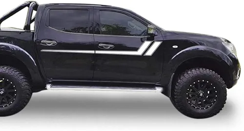 Vista 7 de Calcomanía gráfica Racing Hash Stripes Compatible con Nissan Navara NP300 (negro)