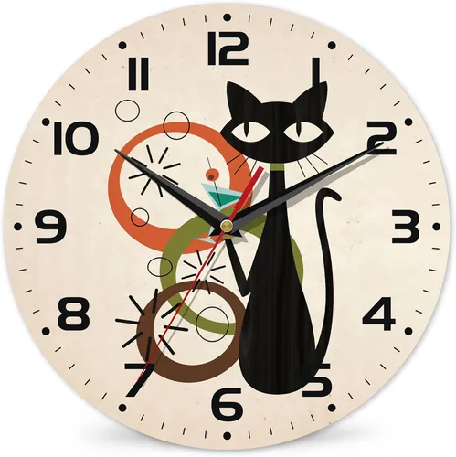 Vista 9 de Reloj para sala de estar, reloj de pared de vino abstracto, reloj de pared de madera vintage, silencioso sin tictac, funciona con pilas, números