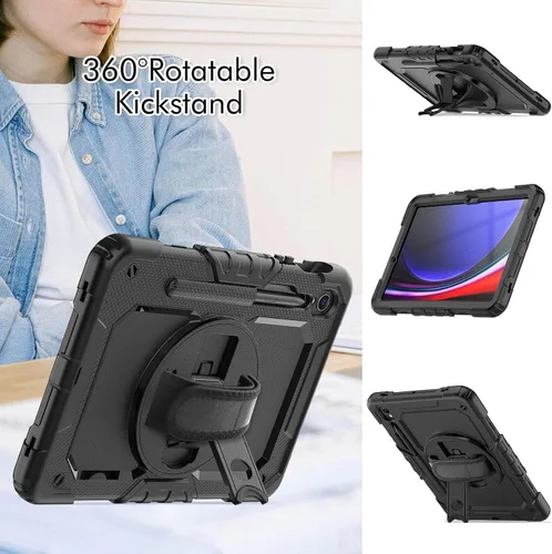 Vista 3 de Gylint Funda giratoria de 360° para Samsung Galaxy Tab S10 Lite / S10 FE / S9 FE 5G 10.9 pulgadas, funda con protector de pantalla, correa de mano