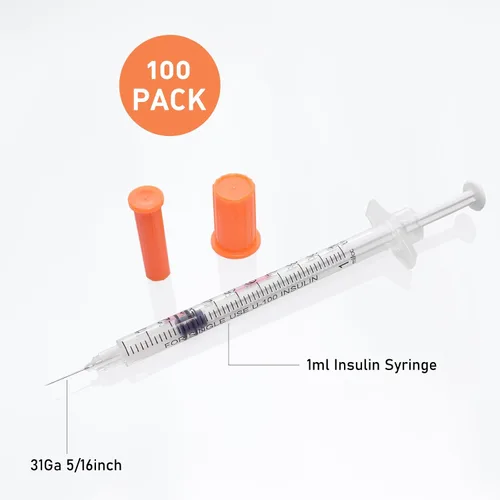 Vista 6 de U-100 Jeringa de 1ml calibre 31 de 5/16", empaquetada individualmente, PAQUETE DE 100