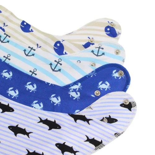 Vista 2 de Pickle & Olive Baberos de dentición bandana para bebé con mordedor de silicona adjunto, juego de 4, Azul mar