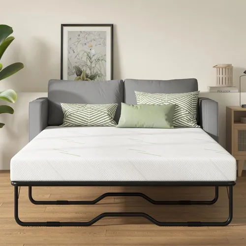 Vista 10 de Colchón tamaño individual de 8 pulgadas, colchón con espuma viscoelástica de gel y resortes ensacados, parte superior europea de firmeza media, Negro