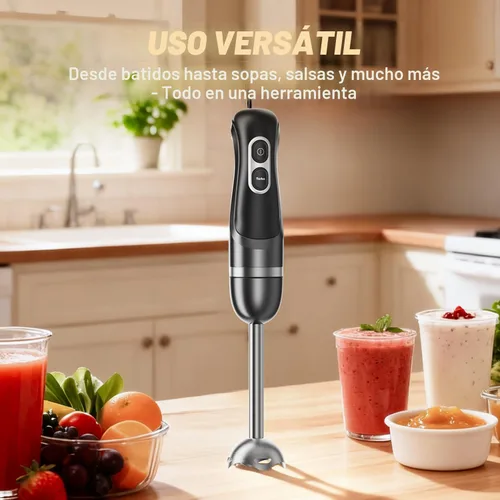 Vista 5 de Turelar Immersion Blender Corded 400W, 2 Speed, Emulsifier, Blend, BPA-Free Batidora de mano, mango ergonómico, cuchillas de acero inoxidable Negro
