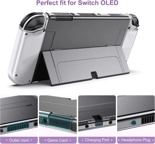 Vista 4 de Younik Switch OLED Accessories Bundle, 16 in 1 Accessories Kit Includes Switch OLED Carrying Case, Protective Case Cover for Console & J-Con, Screen