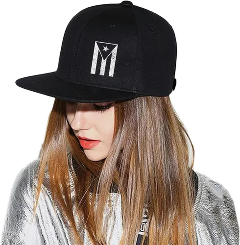 Vista 43 de Puerto Rico Hat Snapback Hats for Men Women, Puerto Rico Flag Design, Anjustable Trucker Cap Flat Brim