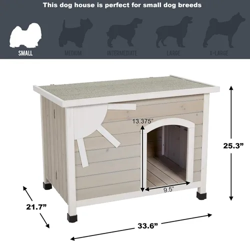 Vista 7 de MidWest Homes for Pets Eilio - Casa plegable de madera para perros, no requiere herramientas para el montaje, casa para perros ideal para razas