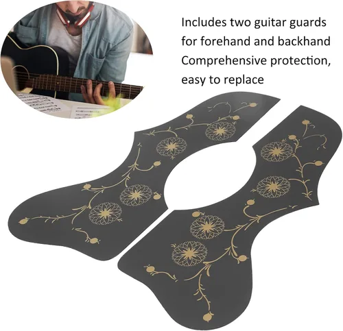 Vista 4 de 2 protectores de guitarra para mano izquierda y derecha, golpeador de guitarra acústica, placa de protección de guitarra de plástico duro con cuatro