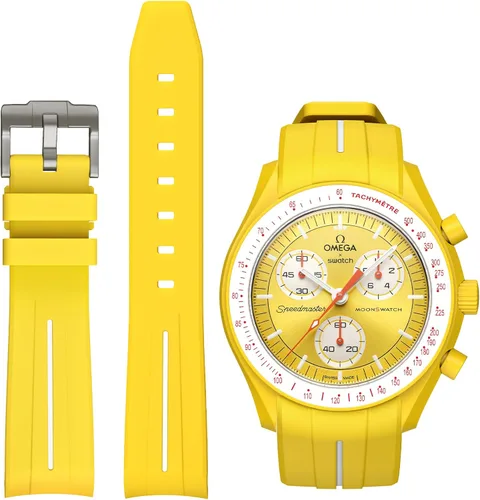 Vista 9 de Correas para reloj Moonswatch, correa de goma curvada sin huecos compatible con reloj Omega X Swatch Moonswatch Speedmaster/Rolex/SEIKO de 20mm