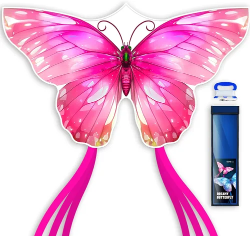 Vista 9 de SGftre Cometa de mariposa para niños y niñas, fácil de volar, juguete perfecto para niños y adultos, ideal para diversión en la playa y actividades