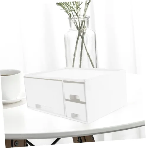 Vista 7 de MERRYHAPY Monitor Riser with Drawer Storage Height Computer Stand for Home Office Multifunctional White Desktop Organizer for Monitors and Laptops
