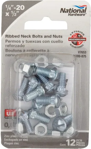 Vista 2 de NATIONAL/SPECTRUM BRANDS HHI N280-875 Tornillo/tuerca de cuello acanalado, paquete de 12