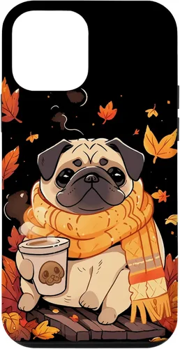Vista 16 de Pug Fall Autumn Leaves Pumpkin Spice Latte Dog Kawaii Case for iPhone 17