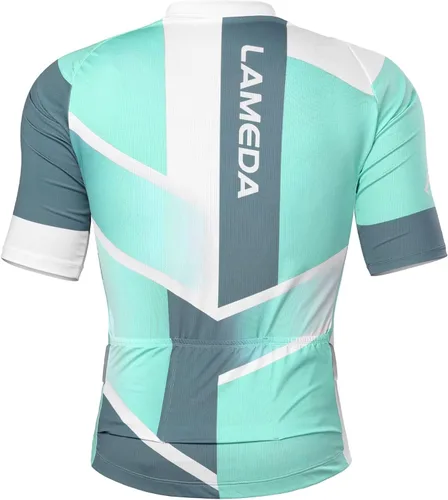Vista 2 de LAMEDA Camiseta de Ciclismo para Hombres Transpirable Ligera de Manga Corta Elástica Pro para Bicicleta de Carretera Cierre Completo 202verde