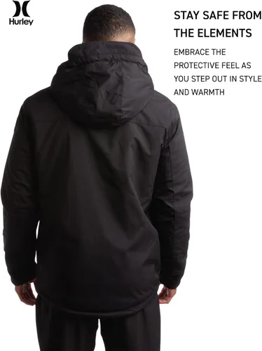 Vista 6 de Hurley Chaqueta de Invierno para Hombre - Parka Cálida con Cremallera y Capucha, Forrada de Sherpa, con Múltiples Bolsillos (Tallas S-XL)