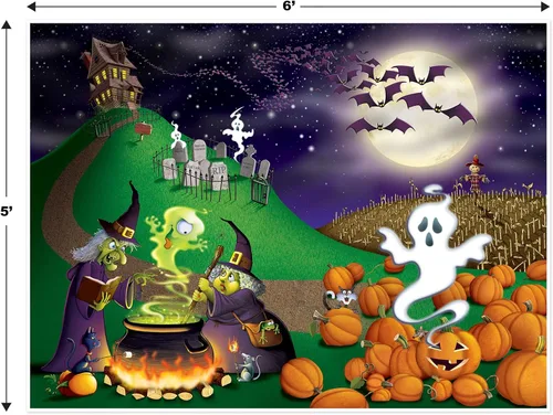 Vista 3 de Mural con diseño de Noche de Brujas, de Beistle, M, Not Applicable