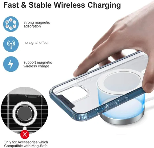 Vista 4 de Piosoo Funda magnética transparente para iPhone 11 Pro Max con carga inalámbrica Mag-Safe, funda de TPU de silicona suave antiamarilla con imanes