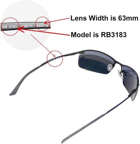 Vista 4 de Walleva Lentes de repuesto para lentes de sol Ray-Ban RB3183 de 2.480in, múltiples opciones disponibles, talla única