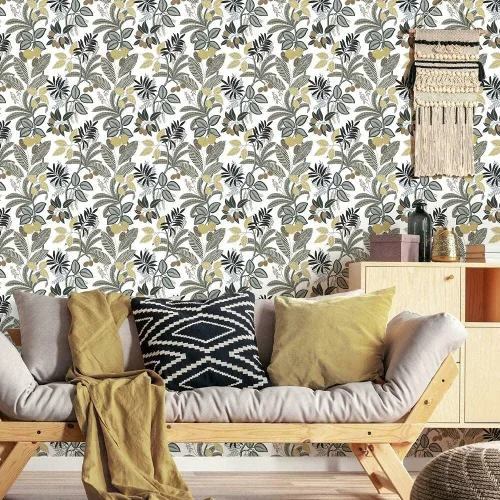 Vista 2 de RoomMates RMK11578RL Papel tapiz autoadhesivo Funky Jungle gris y amarillo