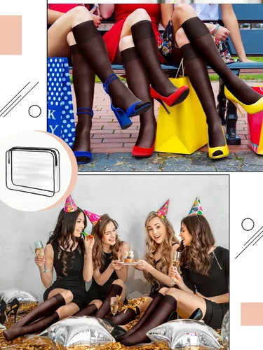 Vista 3 de 50 pares de medias altas de nailon para mujer con bolsa de maquillaje de PVC