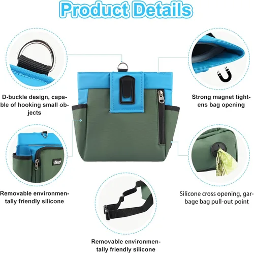 Vista 4 de LIOPARD Bolsa de golosinas para perros, bolsa de entrenamiento para pasear mascotas, bolsa de golosinas para mascotas con forro de silicona, cierre