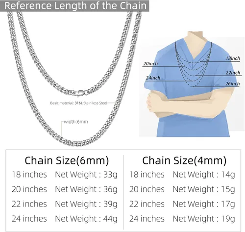 Vista 7 de MIMITLTY Miami Cuban Chain Necklace for MenBoys,316L Stainless Steel 46MM Width 18202224 Inch Length Fashion Lobster Clasp HipHop Jewelry