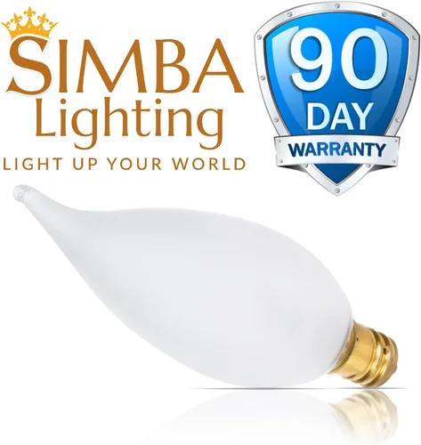 Vista 5 de Simba Lighting Candelabro CA10 con punta de llama esmerilada de 25 W, base E12 (paquete de 12) bombillas incandescentes decorativas de 120 V