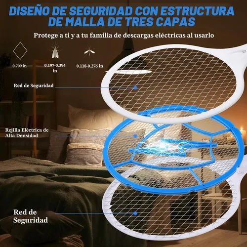 Vista 4 de Qualirey Matamoscas eléctrico 2 en 1 recargable, matamosquitos con luz UV, exterminador de insectos, control de insectos para el hogar, dormitorio