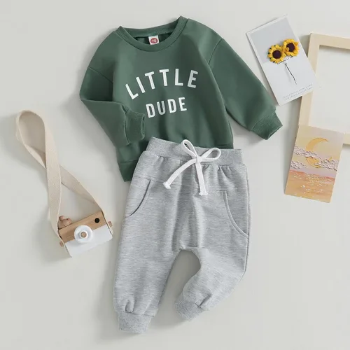 Vista 3 de Conjunto de ropa de 2 piezas para bebés y niños pequeños para otoño e invierno
