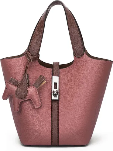 Vista 52 de Bolso de mano para mujer, de piel vegana, bolso de mano con asa superior, bolso de hombro con bolso pequeño desmontable