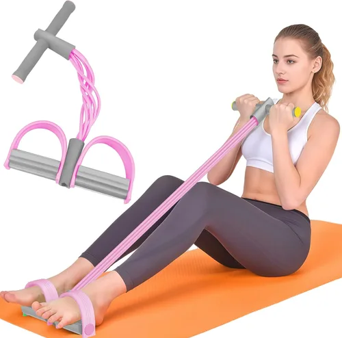 Vista 17 de Pedal Resistance Band with Handles, 6-Tubes Natural Rubber Exercise Bands Upgrade Foot Pedal Resistance Bands for Working Out, Multifunction