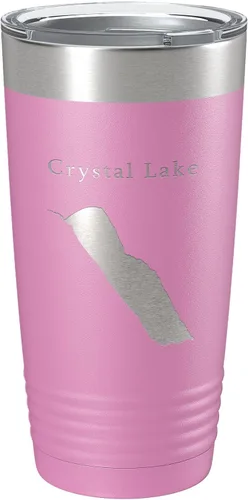 Vista 17 de Crystal Lake Map Tumbler Travel Mug Insulated Laser Engraved Coffee Cup Vermont 20 oz Black
