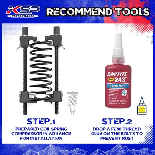 Vista 6 de KSP - Kits de elevación delantera de 2.5 pulgadas para Ram 4WD, espaciadores de resorte helicoidal de acero de 2.5 pulgadas, 2 piezas kits