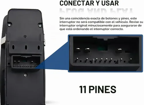 Vista 2 de 11 Pines. Interruptor de control de ventana de alimentación delantero izquierdo del lado del conductor para Ram 1500 2500 3500 2016-2018, Ram 1500