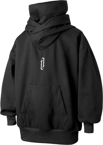 Vista 2 de Niepce Inc Streetwear - Sudadera con capucha pesada de gran tamaño con polaina para el cuello