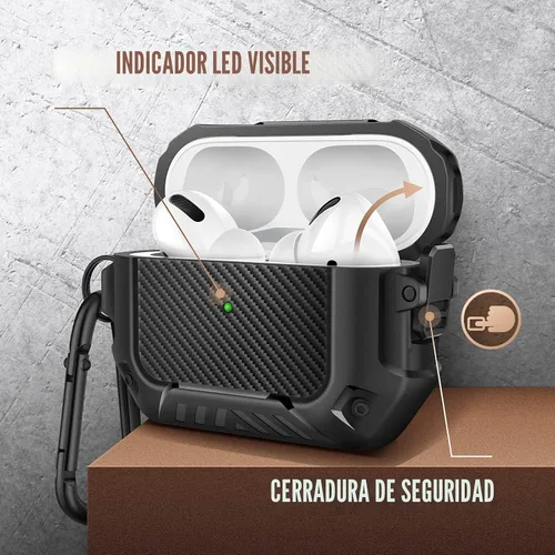 Vista 3 de MOBOSI Funda para Airpods Pro 2, compatible con AirPods Pro de 2ª/1ª generación con bloqueo, llavero y kit de limpieza, carcasa rígida protectora a