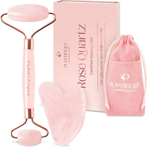 Vista 8 de PLANTIFIQUE Juego de Rodillo Facial de Hielo y Gua Sha de Acero Inoxidable - Herramientas de Masaje para Cuidado de la Piel con Crioterapia - Juego