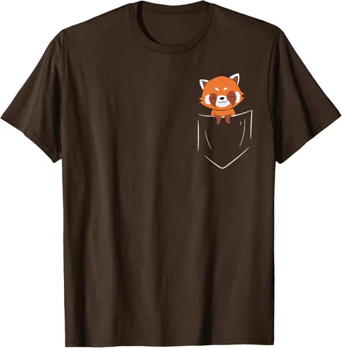 Vista 7 de Funny Red Panda In Pocket - Camiseta con bolsillo, Negro, S