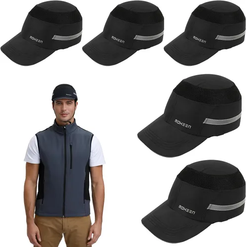 Vista 25 de Gorra de Seguridad Ligera con Protección contra Golpes - Sombrero Protector Transpirable Estilo Béisbol con Rayas Reflectantes