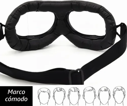 Vista 6 de kucehiup Gafas de aviador vintage para motocicleta Lentes transparentes con montura negra