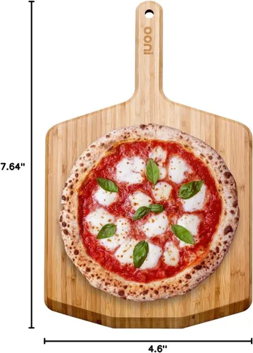 Vista 10 de Ooni Pala de pizza de madera de bambú de 12 pulgadas, espátula de pizza de 12 pulgadas, tabla de cortar pizza de madera, accesorios para horno