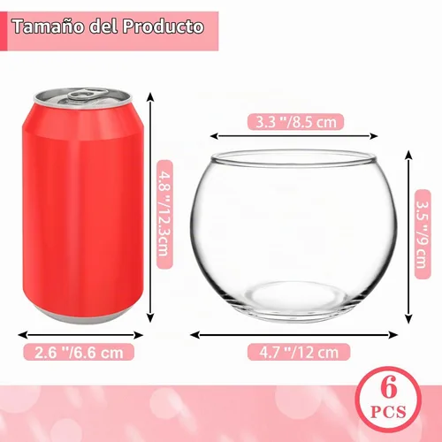 Vista 2 de PINIWON Paquete de 6 jarrones de vidrio redondos transparentes de 4.7