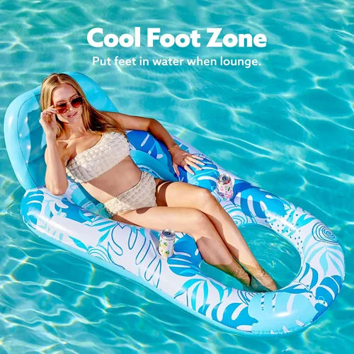 Vista 4 de SLOOSH Paquete de 2 flotadores inflables para piscina para adultos, flotador de piscina para sala de estar, balsa, flotadores, silla reclinable