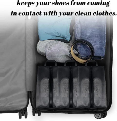 Vista 7 de Moyad Bolsa para zapatos de viaje para hombres y mujeres, paquete de 2 bolsas grandes XXL para zapatos con cremallera, organizador de zapatos, bolsa