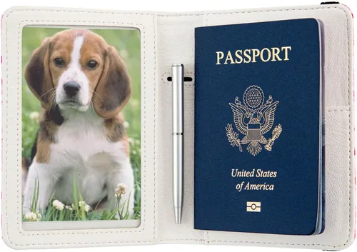 Vista 5 de Soporte para pasaporte para mujer, cartera de viaje con bloqueo RFID, funda de cuero para tarjetas, organizador de documentos de viaje, tarjetero