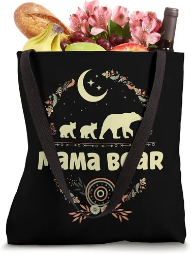 Vista 4 de Bolsa de mano con 2 cachorros de oso de bebé, diseño floral bohemio para el día de la madre