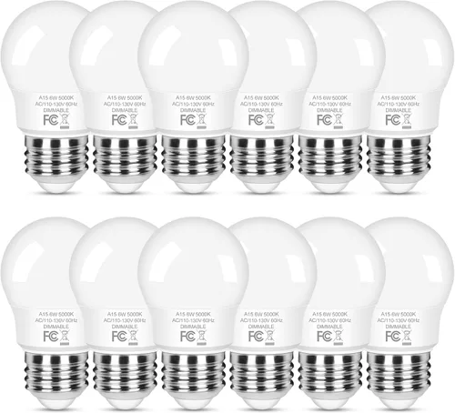 Vista 11 de Brightever 6W Dimmable Ceiling Fan Bulbs, A15 Standard E26 Base Bulb