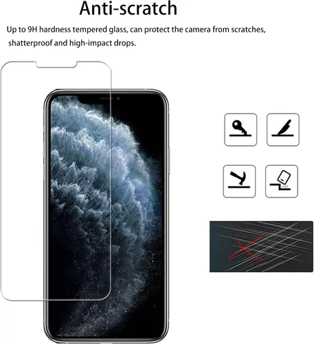 Vista 4 de Marco de fácil alineación diseñado para iPhone11 Pro/iPhone Xs/iPhone X Película protectora de pantalla de vidrio templado, paquete de 2