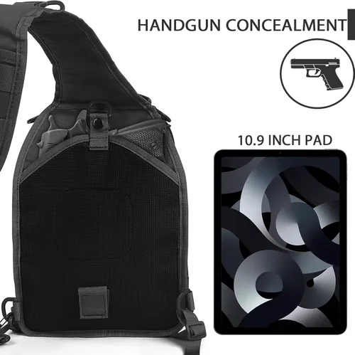 Vista 3 de HAOMUK - Mochila táctica con bandolera militar Rover, mochila al hombro, mochila pequeña EDC, bolsa de pecho cruzada para hombres