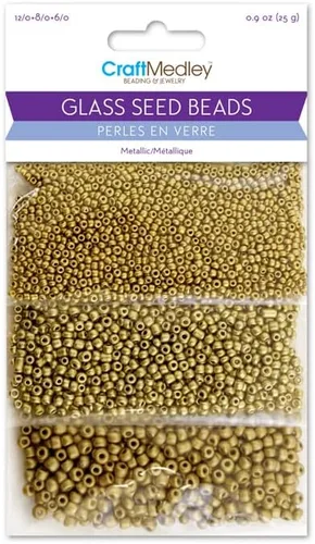 Vista 2 de Cuentas de semillas de vidrio dorado, cuentas doradas opacas para joyas y manualidades, 0.9 onzas